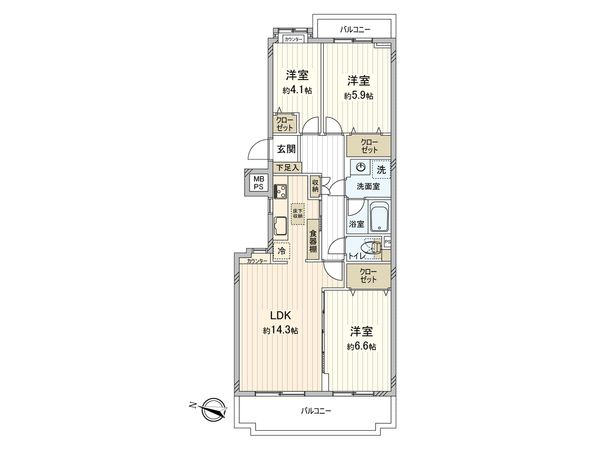 綱島富士見台パークホームズ B棟 間取図(平面図) 間取図(平面図)