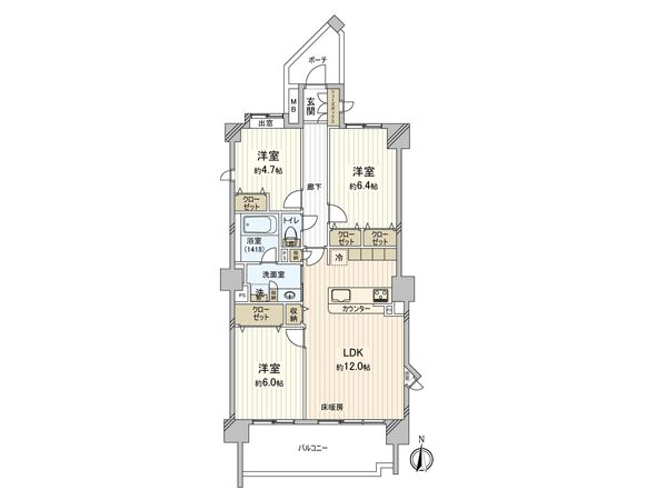 コスモ・サンディックレジデンス大倉山 間取図(平面図) 間取図(平面図)