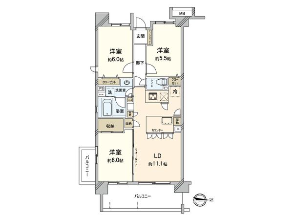 サンマンションアトレ港北綱島 間取図(平面図) サンマンションアトレ港北綱島 間取図(平面図)