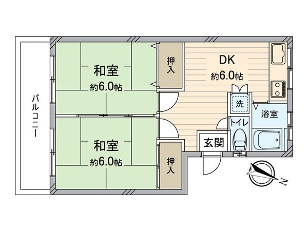 中山第2マンション 間取図(平面図) 中山第2マンション 間取図(平面図)