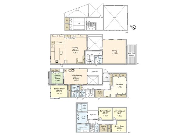 世田谷区用賀2丁目 邸宅 間取図(平面図)