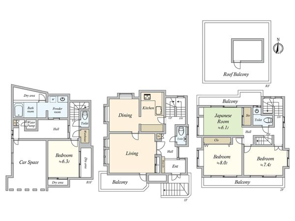 世田谷区桜丘4丁目戸建 間取図(平面図)