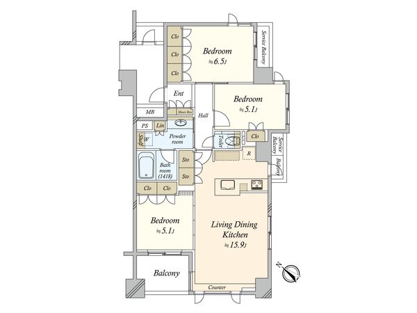 ウェリス用賀 間取図(平面図) 間取図(平面図)