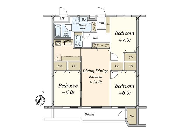 上用賀パークマンション 南棟 間取図(平面図) 上用賀パークマンション 南棟 間取図(平面図)