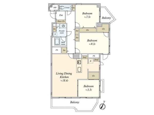 上用賀パークマンション 間取図(平面図) 上用賀パークマンション 間取図(平面図)