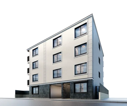 建物完成予想図この絵図は図面を基に描き起こしたもので、実際とは多少異なります。