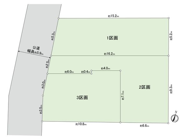 世田谷区桜1丁目建築条件付き土地 3区画 全体区画図 世田谷区桜1丁目建築条件付き土地 3区画 全体区画図