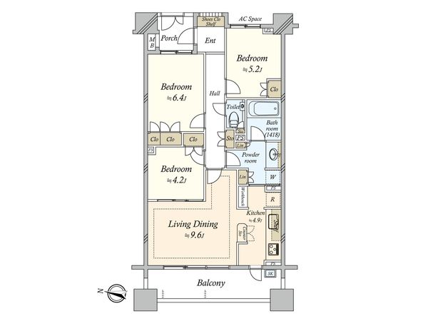 フューズ・コート175 間取図(平面図)