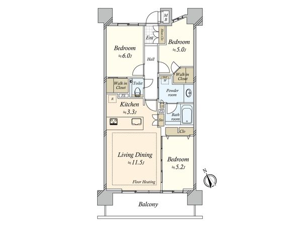 THEパームス祐天寺マスタープレイス 間取図(平面図)
