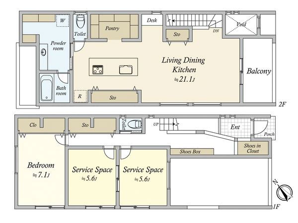 目黒区五本木3丁目(土地) 建物プラン例 (間取り図)