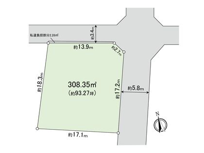 世田谷区下馬4丁目 土地 区画図
