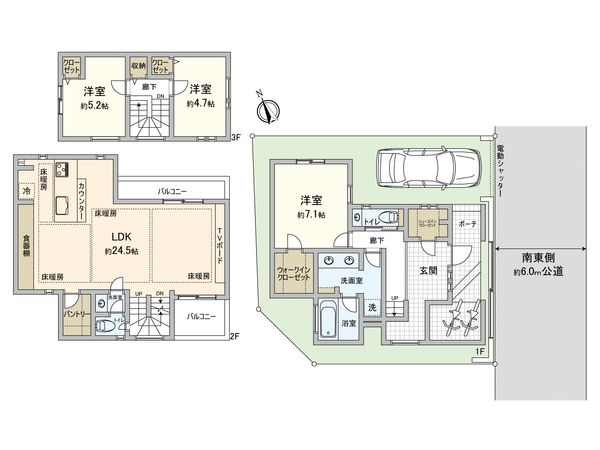 世田谷区下馬6丁目(新築戸建) ) 間取図(平面図) 世田谷区下馬6丁目(新築戸建) ) 間取図(平面図)