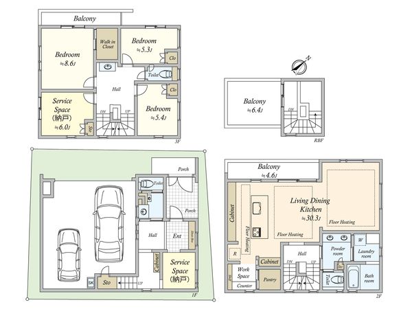 目黒区中町1丁目(新築戸建) 間取図(平面図)