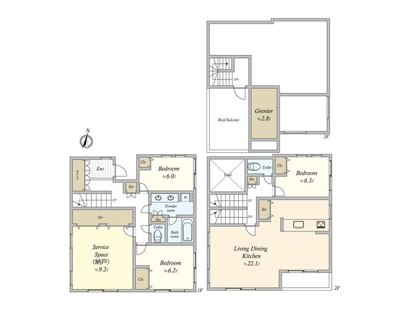 目黒区上目黒4丁目(戸建) 間取図(平面図)
