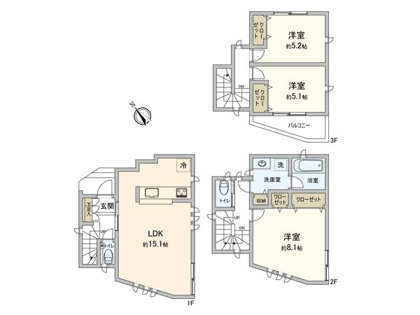 目黒区中町1丁目(新築戸建)D棟 間取図(平面図) 目黒区中町1丁目(新築戸建)D棟 間取図(平面図)