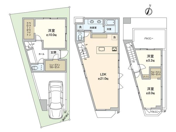 大岡山1丁目 新築戸建 間取図(平面図) 大岡山1丁目 新築戸建 間取図(平面図)