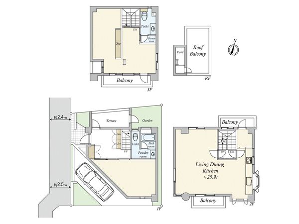 目黒区目黒4丁目 戸建 間取図(平面図) 目黒区目黒4丁目 戸建 間取図(平面図)