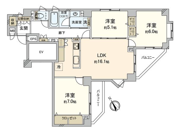 ネオアージュ祐天寺 間取図(平面図) 間取図(平面図)