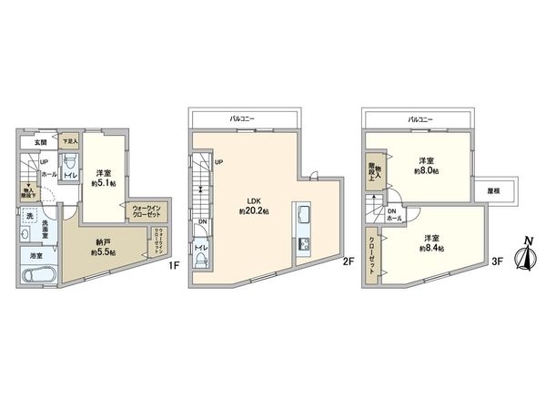 西宮市六軒町2号地 新築戸建 間取図(平面図) 西宮市六軒町2号地 新築戸建 間取図(平面図)
