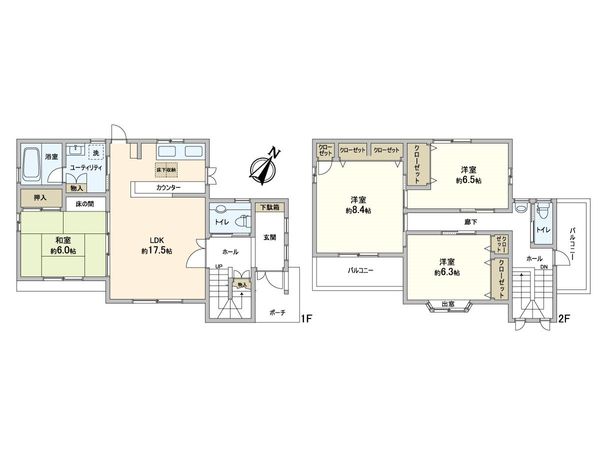 西宮市神原 中古戸建 間取図(平面図) 西宮市神原 中古戸建 間取図(平面図)