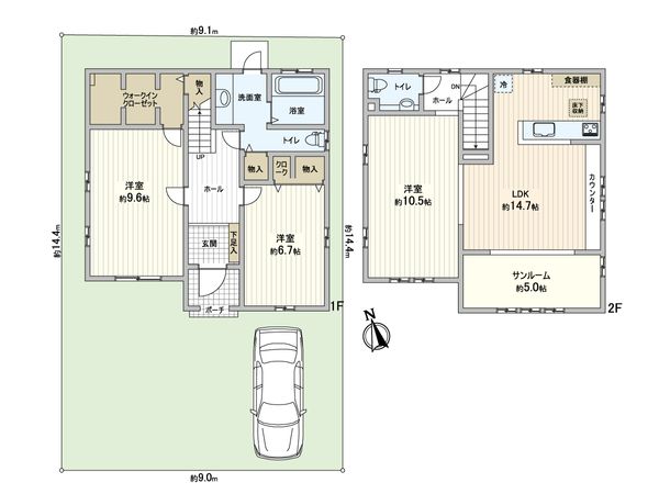 西宮市石刎町 戸建 間取図(平面図) 西宮市石刎町 戸建 間取図(平面図)