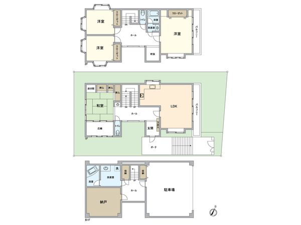 西宮市苦楽園二番町戸建 間取図(平面図) 西宮市苦楽園二番町戸建 間取図(平面図)