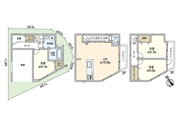 西宮市六軒町1号地 新築戸建 間取図(平面図) 西宮市六軒町1号地 新築戸建 間取図(平面図)