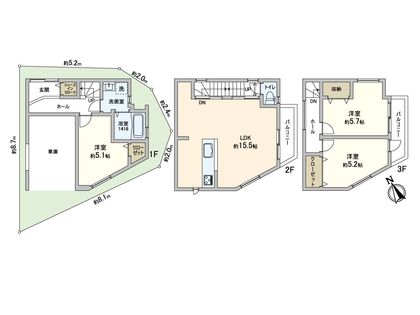 西宮市六軒町1号地 新築戸建 間取図(平面図)