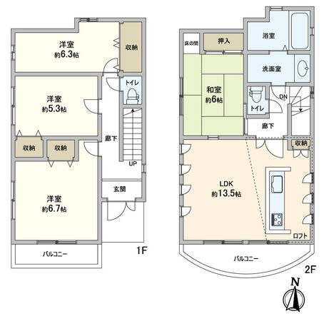 西宮市霞町 戸建 間取図(平面図) 西宮市霞町 戸建 間取図(平面図)