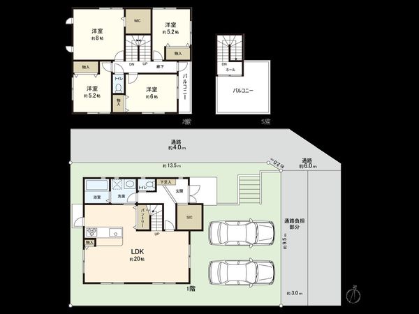 西宮市苦楽園二番町 新築戸建 間取図(平面図) 西宮市苦楽園二番町 新築戸建 間取図(平面図)