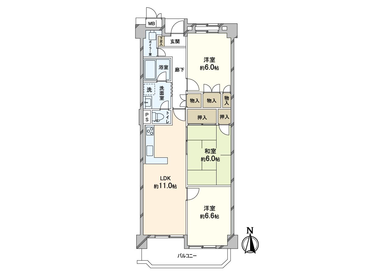 夙川ビューハイツ B棟 間取図(平面図) 間取図(平面図)