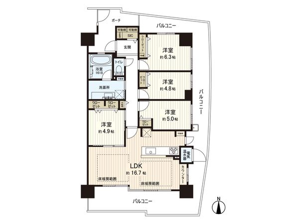 シーコートヤード西宮・香櫨園 間取図(平面図) 間取図(平面図)