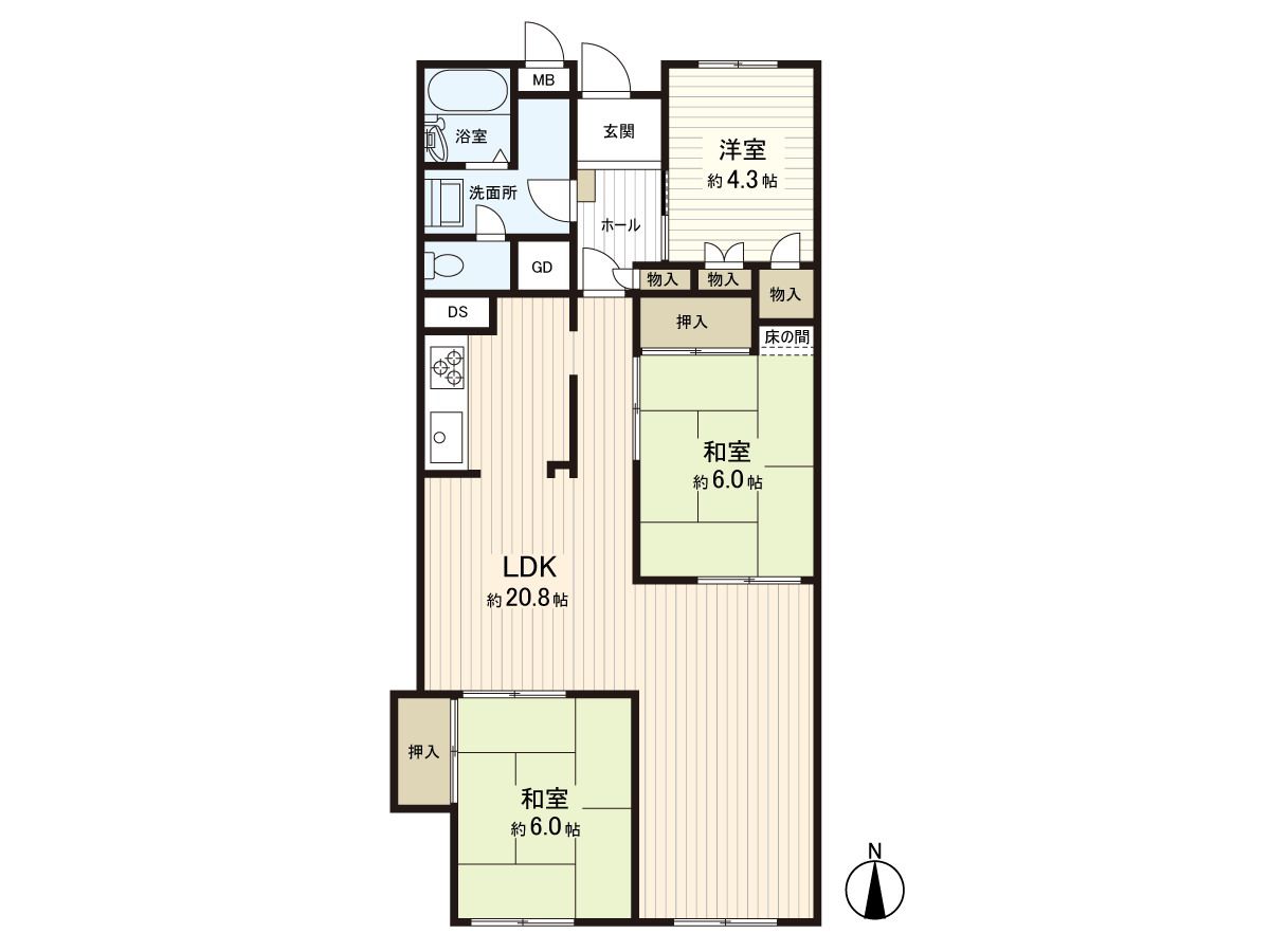 グランドハイツ甲陽園 間取図(平面図) 間取図(平面図)