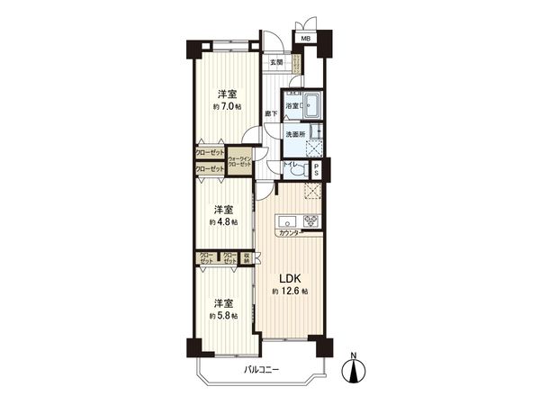 夙川ビューハイツ A棟 間取図(平面図)