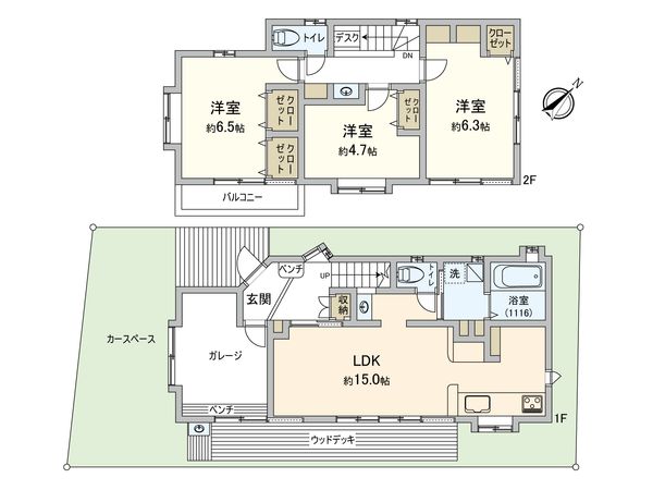 ガレージ付きリノベーション戸建(鶴ヶ峰本町) 間取図(平面図)