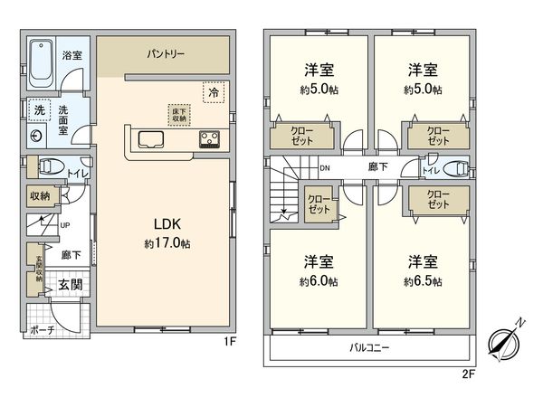 二ツ橋町 新築戸建 2号棟 間取図(平面図)
