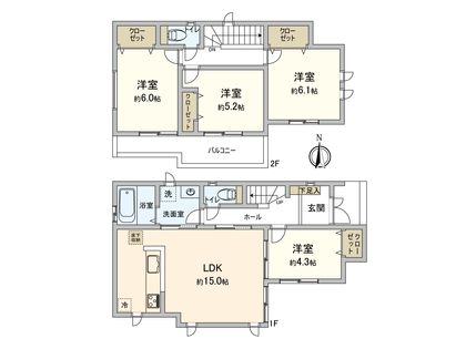 相沢5丁目 新築戸建A号棟 間取図(平面図)
