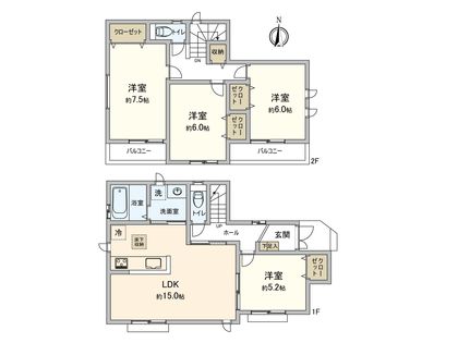 相沢5丁目 新築戸建B号棟 間取図(平面図)