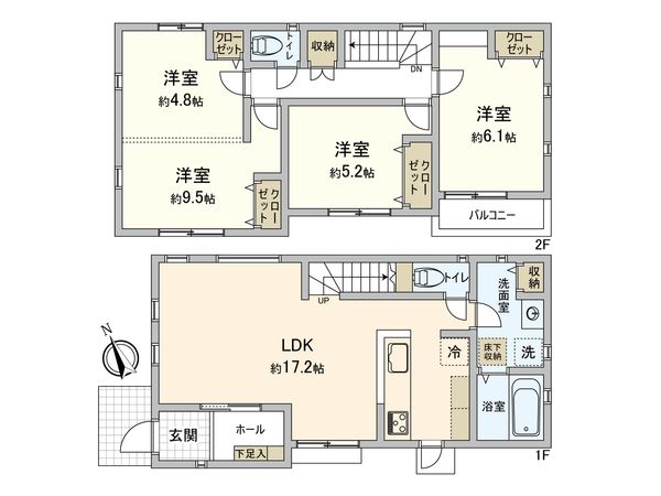 今宿1丁目 新築戸建B号棟 間取図(平面図) 今宿1丁目 新築戸建B号棟 間取図(平面図)