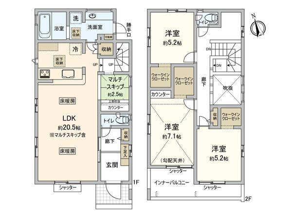 上川井町 新築戸建 2号棟 間取図(平面図) 間取図(平面図)