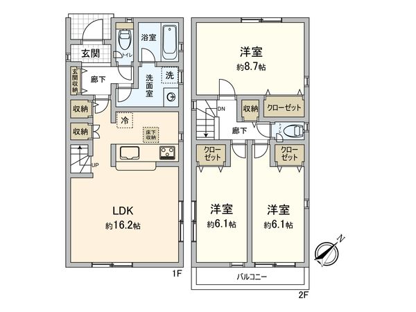 市沢町 新築戸建 2号棟 間取図(平面図) 市沢町 新築戸建 2号棟 間取図(平面図)