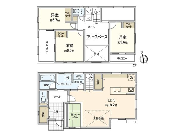 橋戸1丁目 新築戸建 B号棟 間取図(平面図) 間取図(平面図)