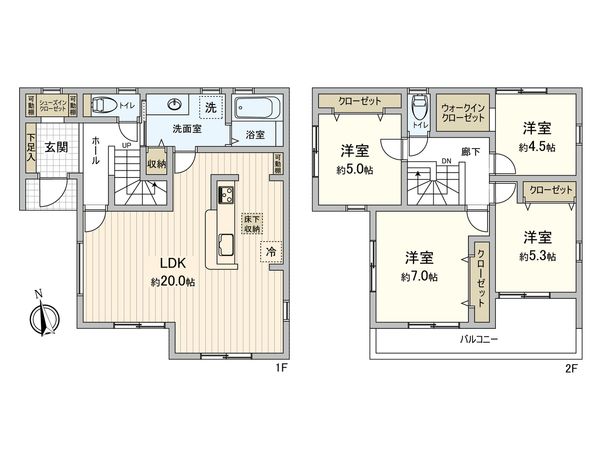 宮沢2丁目 新築戸建 1号棟 間取図(平面図) 宮沢2丁目 新築戸建 1号棟 間取図(平面図)