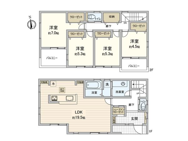 宮沢2丁目 新築戸建 2号棟 間取図(平面図) 宮沢2丁目 新築戸建 2号棟 間取図(平面図)