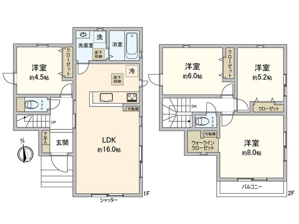 金が谷2丁目 新築戸建1号棟 間取図(平面図) 間取図(平面図)