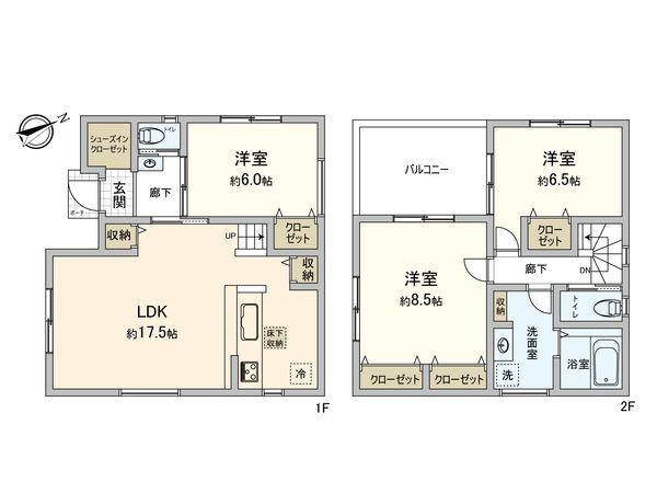 川井本町 新築戸建A号棟 間取図(平面図) 間取図(平面図)