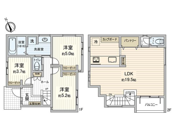 上飯田町 新築戸建 1号棟 間取図(平面図) 上飯田町 新築戸建 1号棟 間取図(平面図)