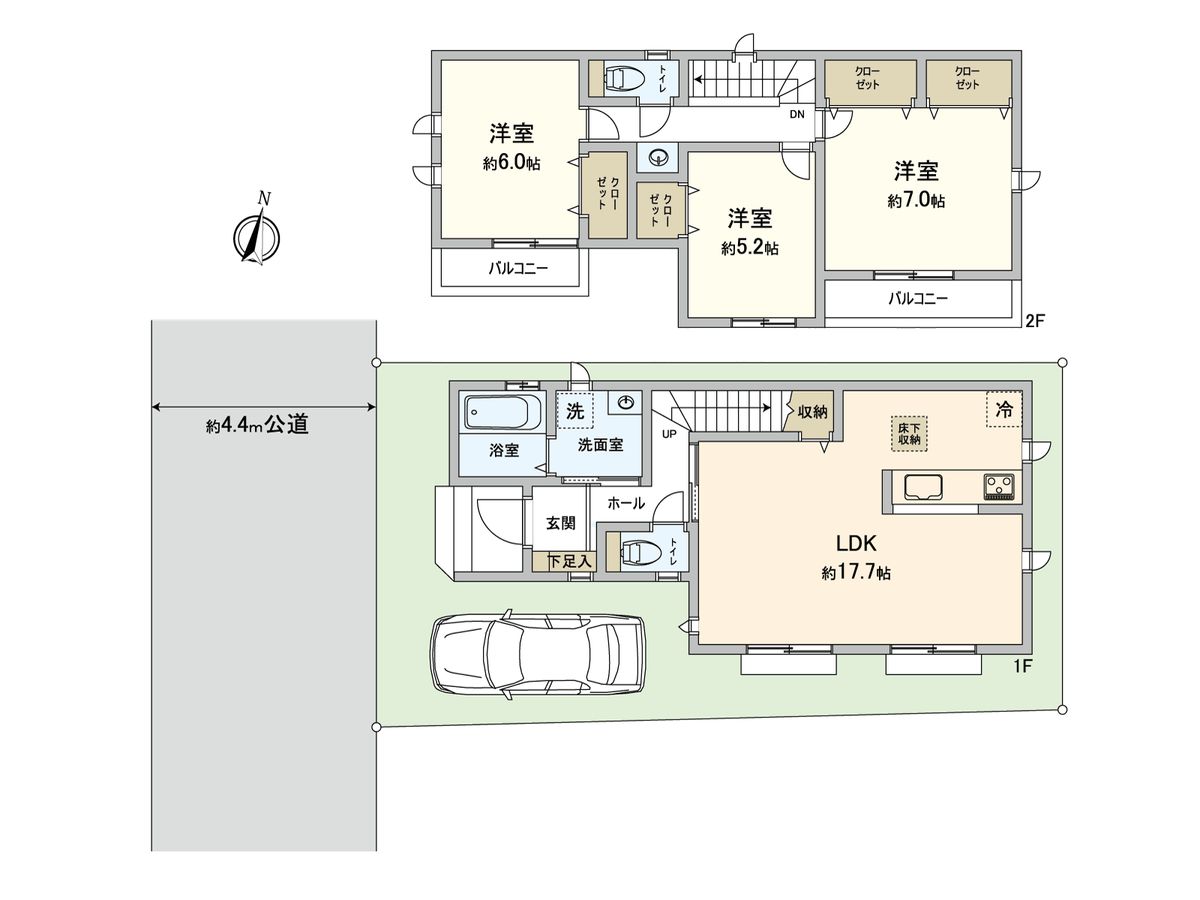 阿久和西3丁目 新築戸建 B号棟 間取図(平面図) 間取図(平面図)