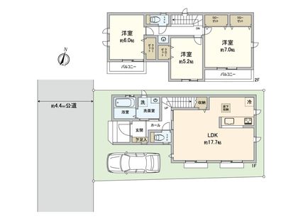 阿久和西3丁目 新築戸建 B号棟 間取図(平面図)