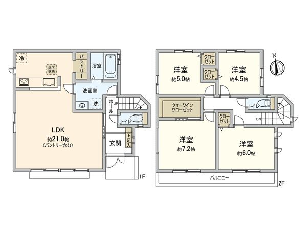 本郷1丁目 新築戸建 C号棟 間取図(平面図) 本郷1丁目 新築戸建 C号棟 間取図(平面図)